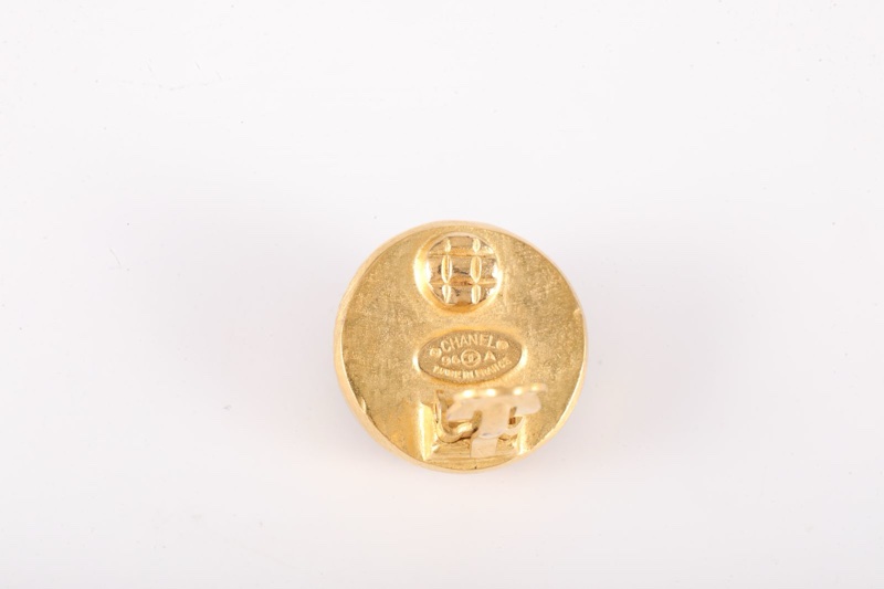 CHANEL(香奈兒)  合金 96A 中古 藤蔓黑曜石 雙C 耳夾-5