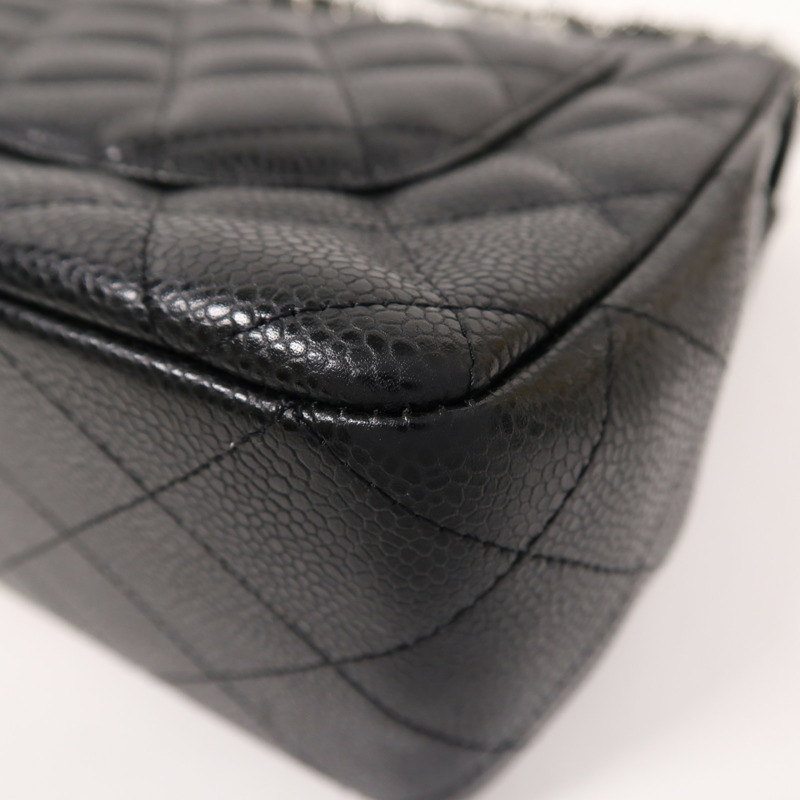 CHANEL 牛皮皮革Large Classic銀扣鏈帶肩背袋-13