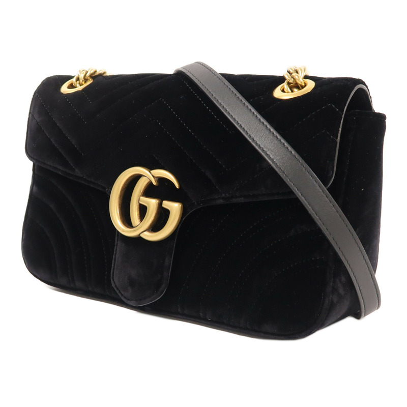 GUCCI Velvet GG Marmont Shoulder Bag金扣鏈帶肩背袋-2