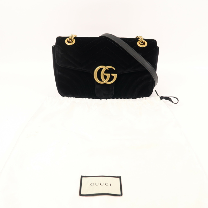 GUCCI Velvet GG Marmont Shoulder Bag金扣鏈帶肩背袋-9
