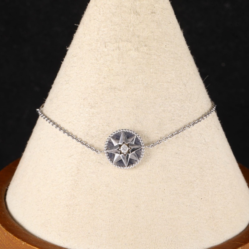 DIOR(迪奧) ROSE DES VENTS 羅盤手鏈 18K白金/鑽石 S-M碼 白金-0