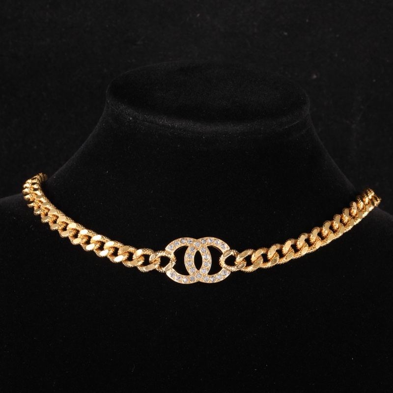 CHANEL(香奈兒)  合金 22A 雙C 水鑽logo 項鏈-0