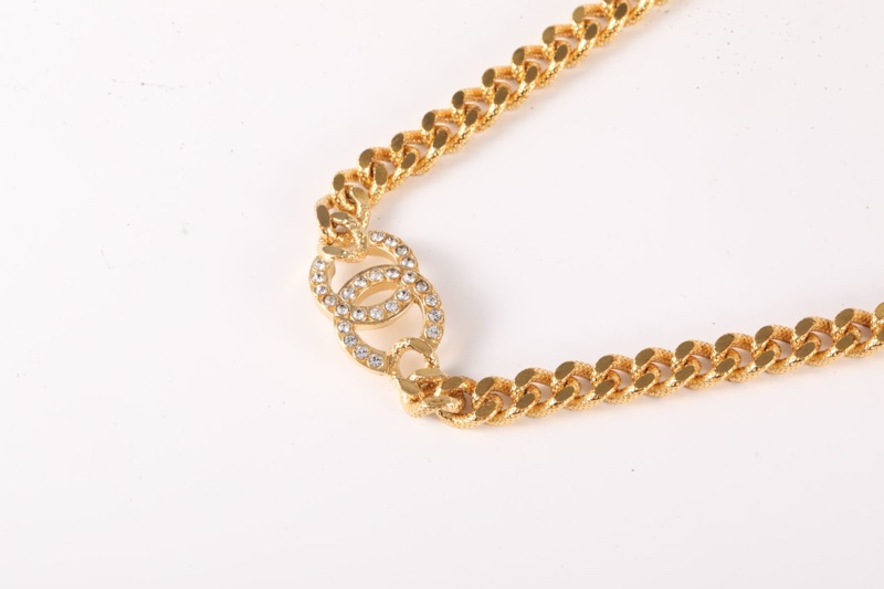 CHANEL(香奈兒)  合金 22A 雙C 水鑽logo 項鏈-1