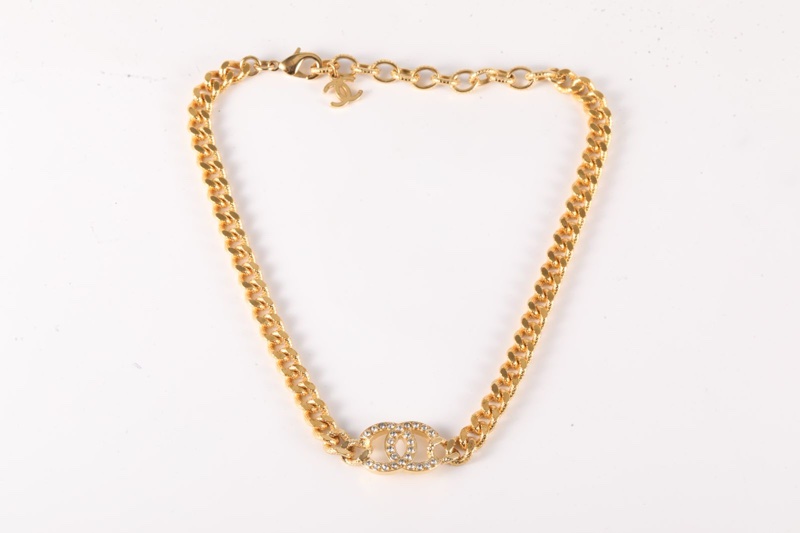 CHANEL(香奈兒)  合金 22A 雙C 水鑽logo 項鏈-5