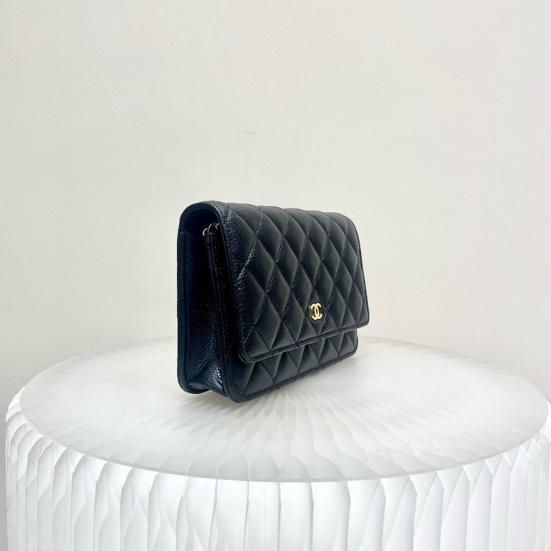 Chanel woc黑金 荔枝牛皮發財包 肩背包 斜背包 晶片款-4
