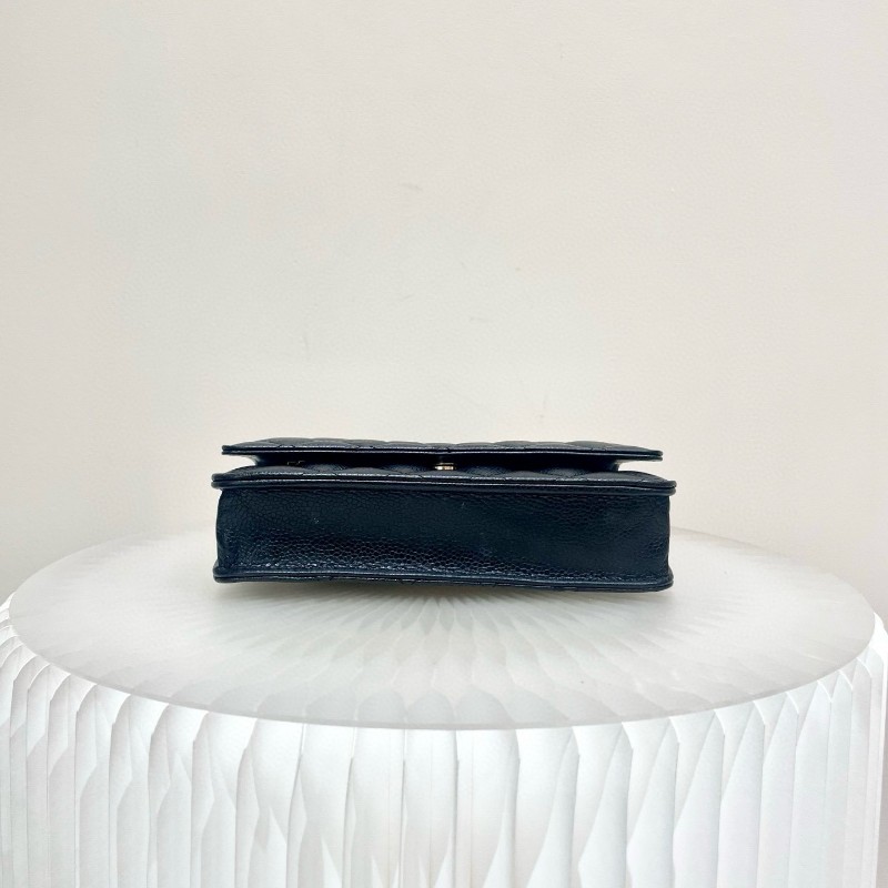 Chanel woc黑金 荔枝牛皮發財包 肩背包 斜背包 晶片款-5