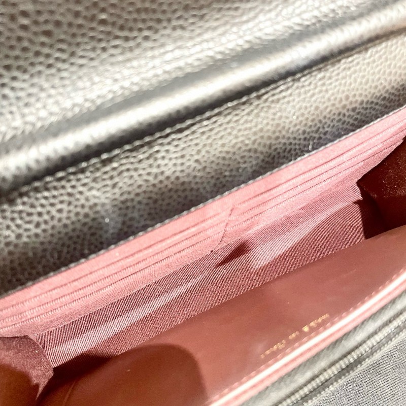 Chanel woc黑金 荔枝牛皮發財包 肩背包 斜背包 晶片款-6