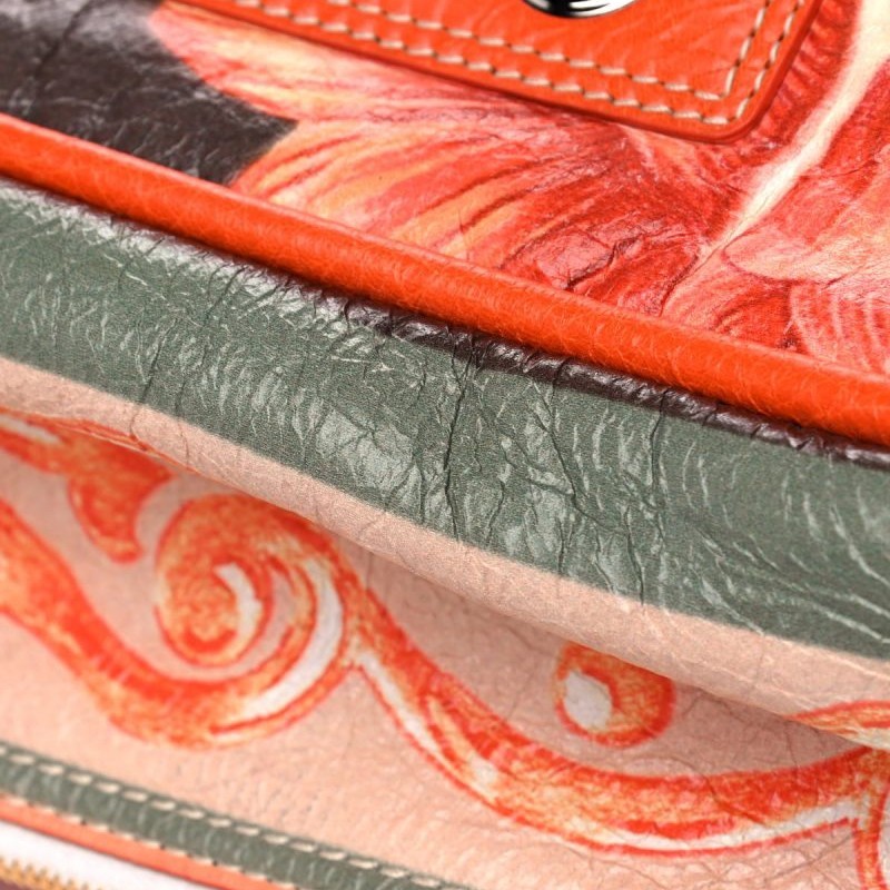 二手 6成新 Balenciaga Agneau Floral Print Medium Blanket Square Tote-5