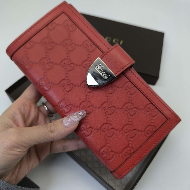 Gucci 古馳 滿印logo牛皮紅色錢包 長夾 銀包/18*2*10/🈶盒子-1