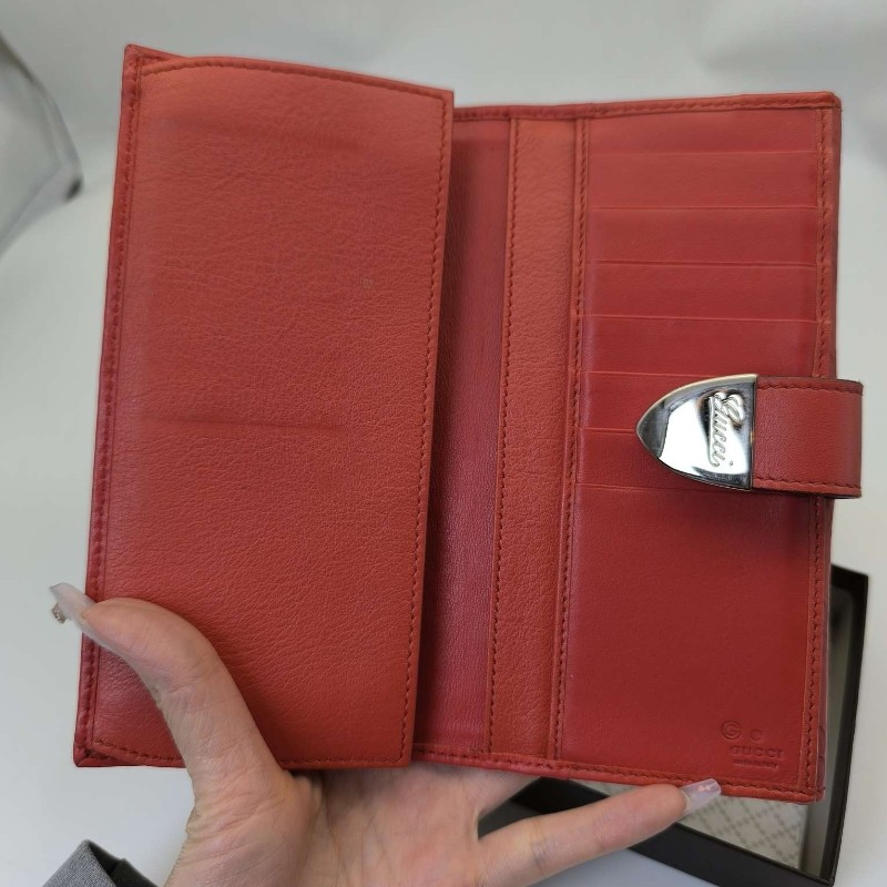 Gucci 古馳 滿印logo牛皮紅色錢包 長夾 銀包/18*2*10/🈶盒子-3