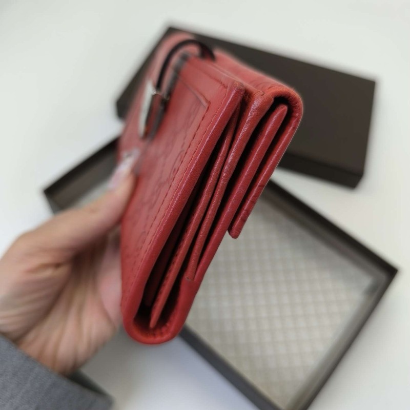 Gucci 古馳 滿印logo牛皮紅色錢包 長夾 銀包/18*2*10/🈶盒子-4
