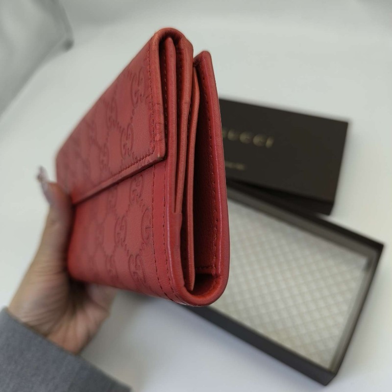 Gucci 古馳 滿印logo牛皮紅色錢包 長夾 銀包/18*2*10/🈶盒子-6
