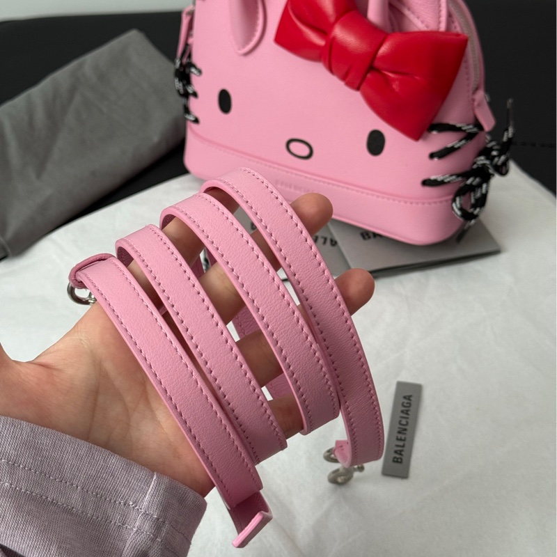 BALENCIAGA 巴黎世家 Hello Kitty聯名合作限量 巴黎世家三麗鷗聯名 粉紅色蝴蝶結貝殼包斜挎包-18