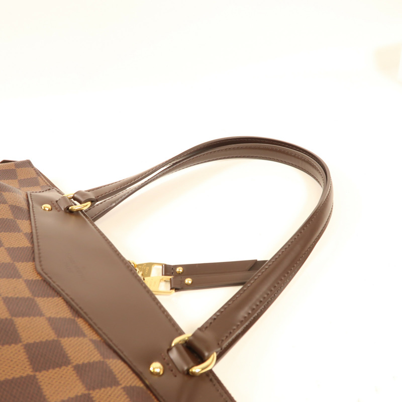 LOUIS VUITTON Damier Westminster GM金扣肩背袋棕色-8