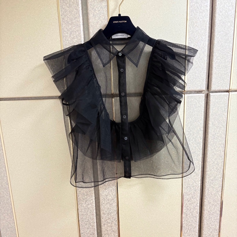44）全新Douchanglee正品黑色網紗設計款上衣 F size-0