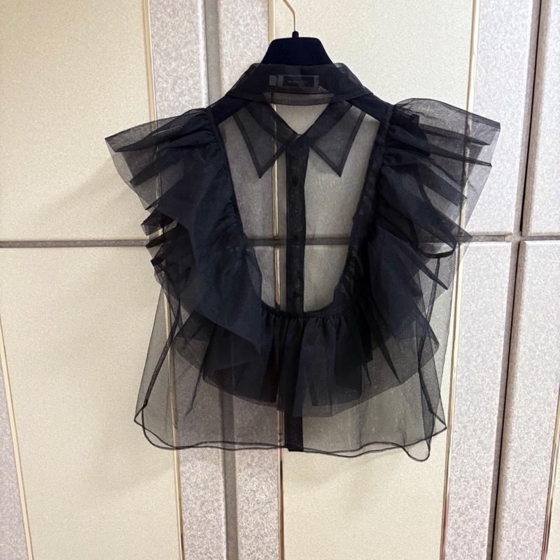 44）全新Douchanglee正品黑色網紗設計款上衣 F size-1