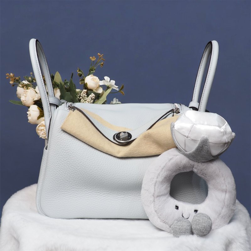 全新 Hermes Lindy 26 聖杯藍銀扣-1