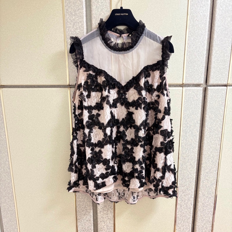 44）全新 溫慶珠正品 重工烏干紗上衣 M-L可穿-0