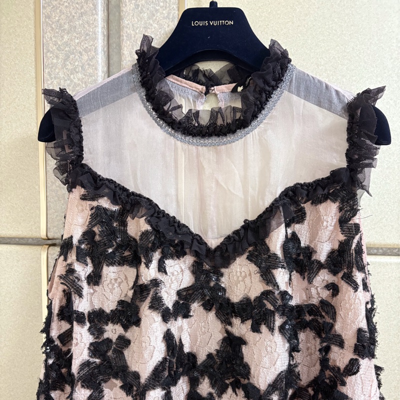 44）全新 溫慶珠正品 重工烏干紗上衣 M-L可穿-2