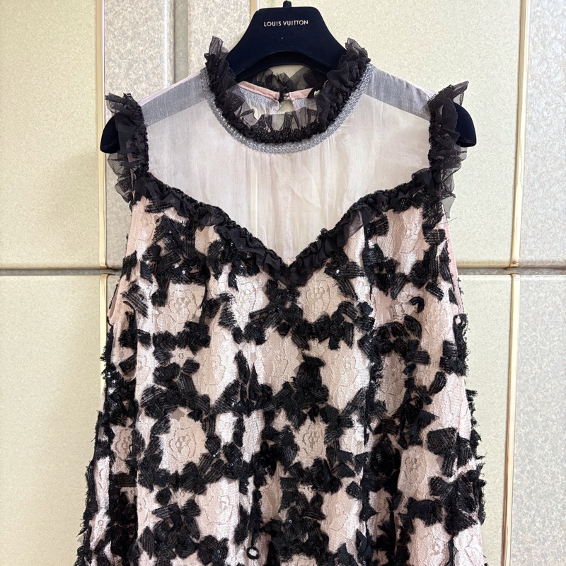 44）全新 溫慶珠正品 重工烏干紗上衣 M-L可穿-9