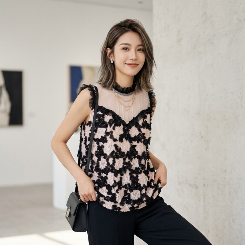 44)全新 溫慶珠正品 重工烏干紗上衣 M-L可穿-1