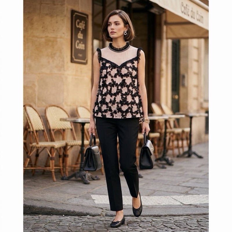 44)全新 溫慶珠正品 重工烏干紗上衣 M-L可穿-3