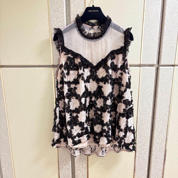 44)全新 溫慶珠正品 重工烏干紗上衣 M-L可穿-4