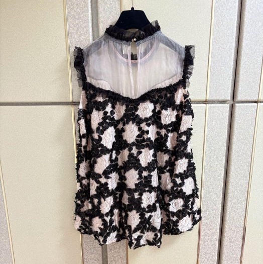 44)全新 溫慶珠正品 重工烏干紗上衣 M-L可穿-5