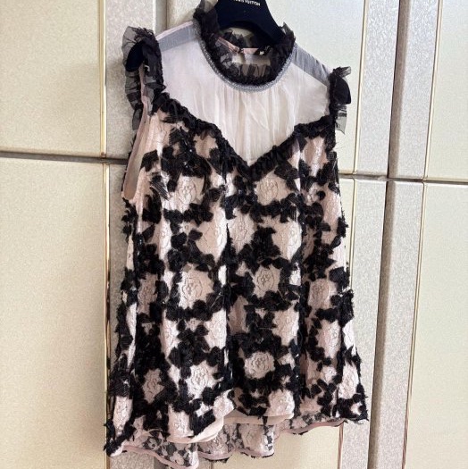 44)全新 溫慶珠正品 重工烏干紗上衣 M-L可穿-6