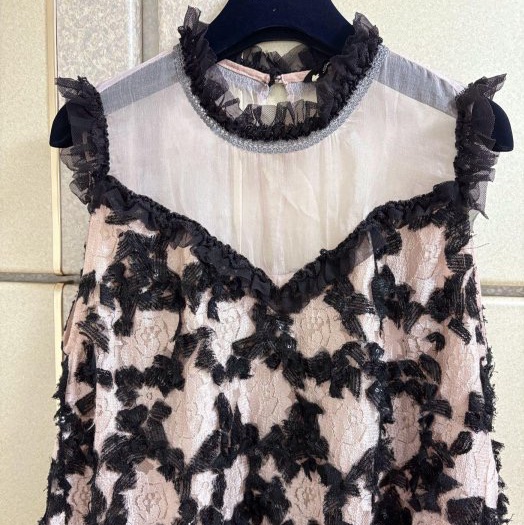 44)全新 溫慶珠正品 重工烏干紗上衣 M-L可穿-7