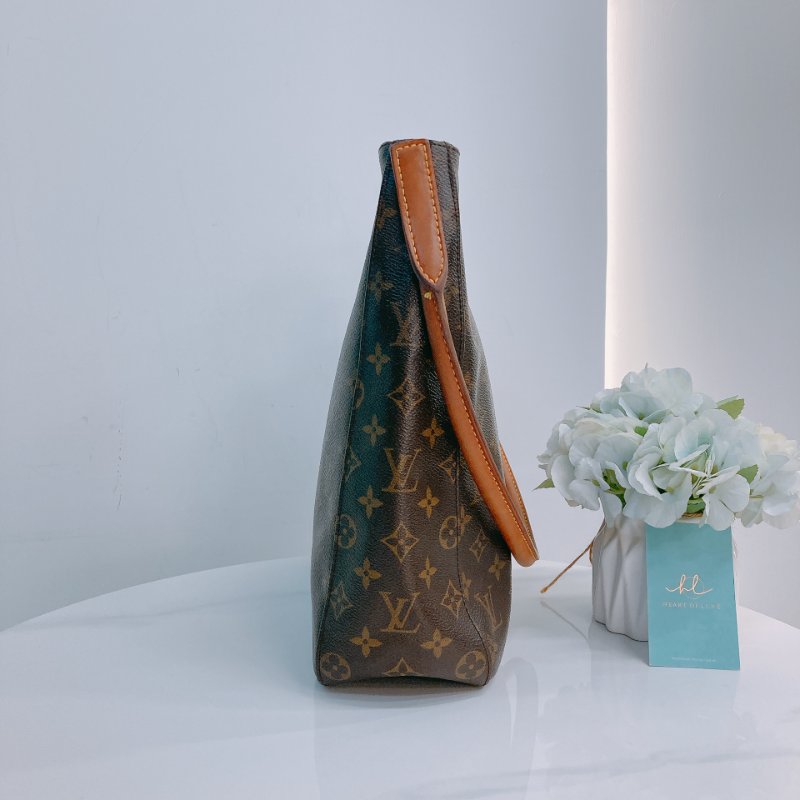MS0293 路易威登 中古 大腋下 老花 Louis Vuitton Looping GM Monogram Canvas Brown x GHW-2