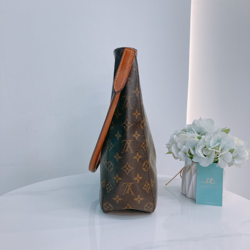 MS0293 路易威登 中古 大腋下 老花 Louis Vuitton Looping GM Monogram Canvas Brown x GHW-3