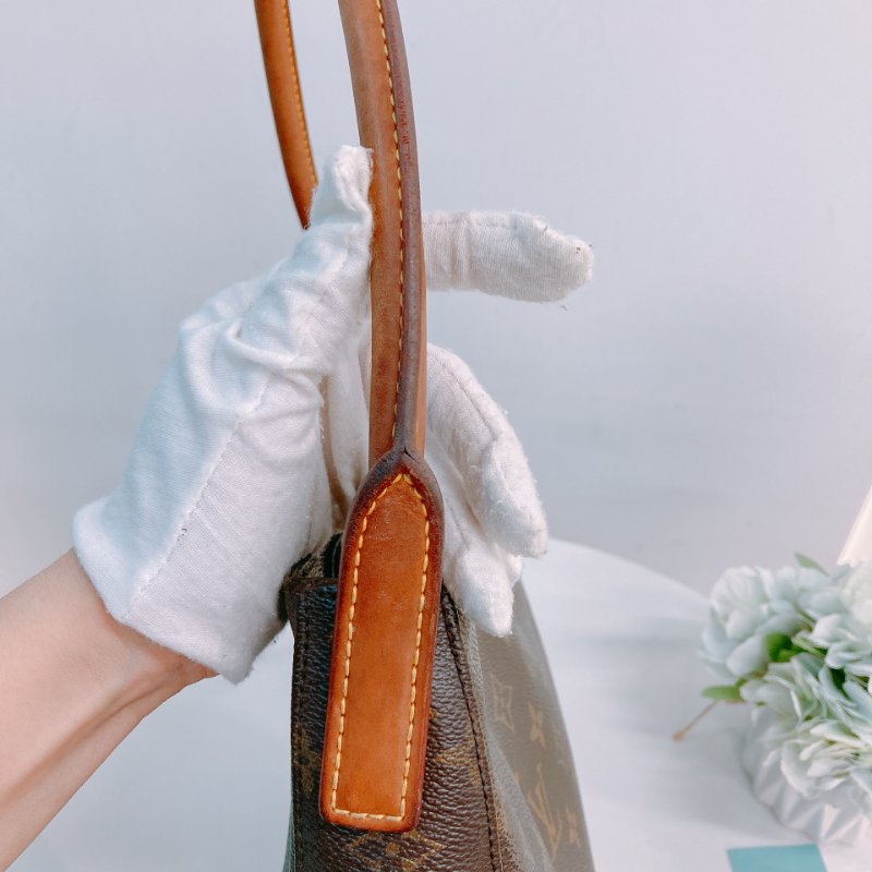 MS0293 路易威登 中古 大腋下 老花 Louis Vuitton Looping GM Monogram Canvas Brown x GHW-14