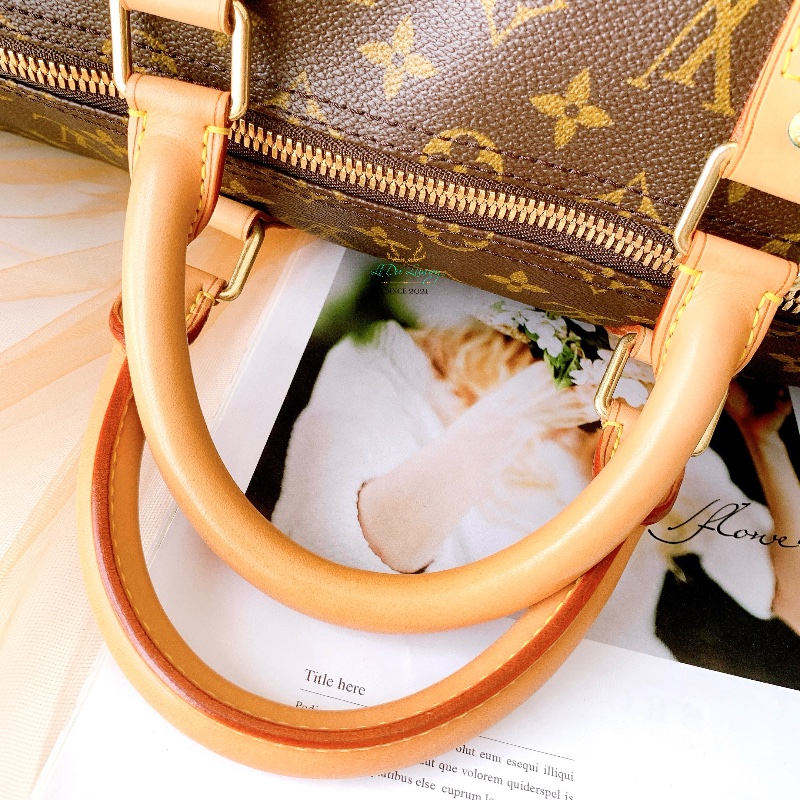 LV M41416 Keepall 50公分 字紋 咖啡老花 上拉鍊 旅行袋 行李袋 收納袋 登機包-6