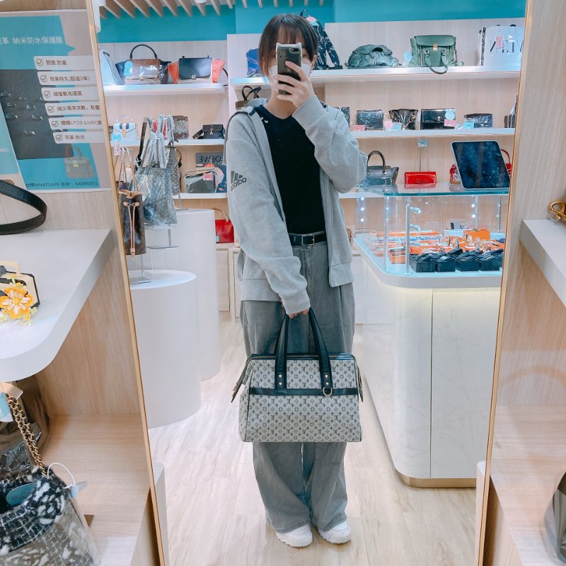 MS0294 路易威登 大號 中古 老花 帆布 醫生包 灰色 Louis Vuitton GM Josephine Monogram Canvas Grey x GHW-25