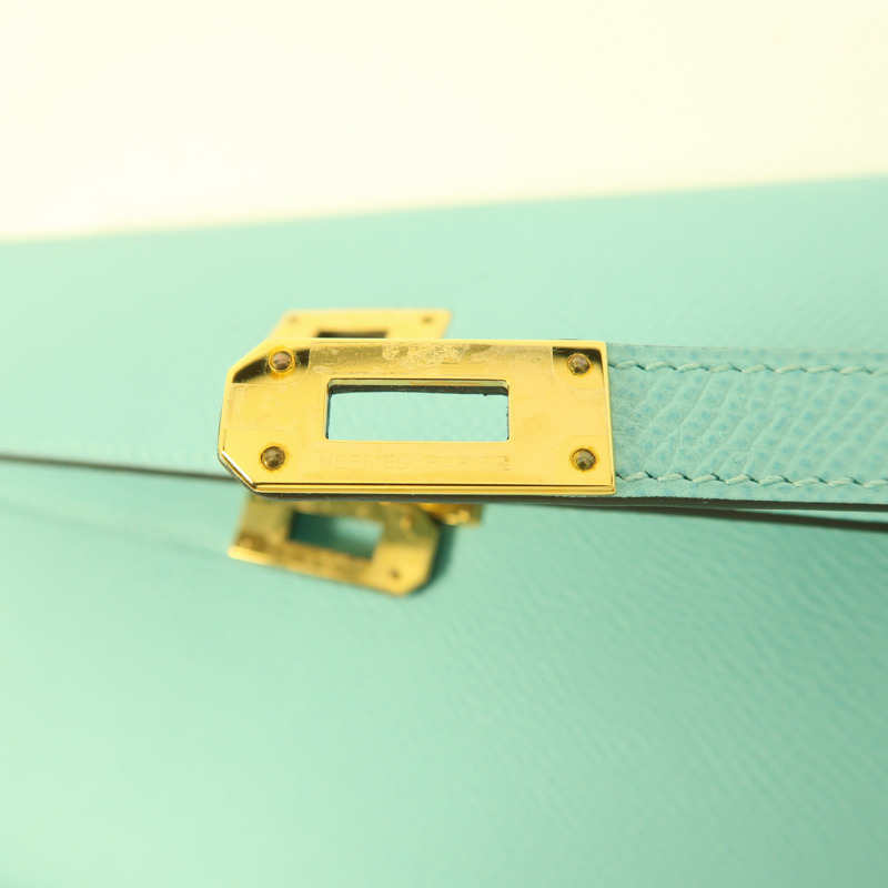 HERMES Epsom皮革Kelly Long Wallet金扣長錢包Atoll-7