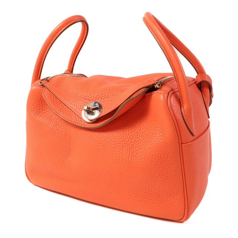 HERMES Clemence皮革Lindy 26銀扣手挽肩背兩用袋Rose Jaipur-2