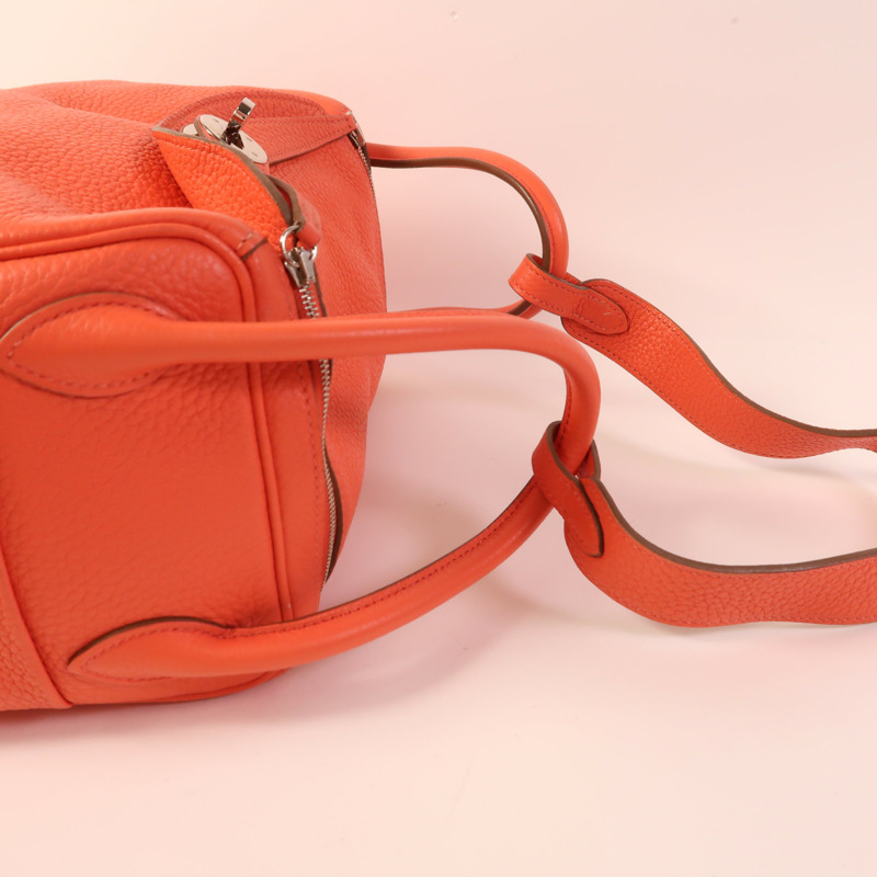 HERMES Clemence皮革Lindy 26銀扣手挽肩背兩用袋Rose Jaipur-5