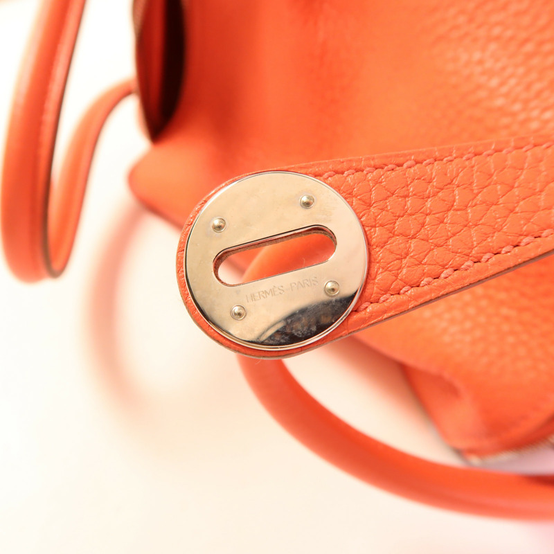 HERMES Clemence皮革Lindy 26銀扣手挽肩背兩用袋Rose Jaipur-9