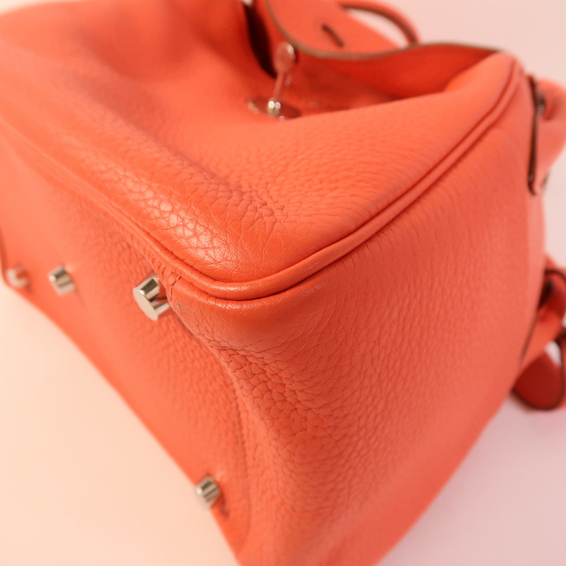 HERMES Clemence皮革Lindy 26銀扣手挽肩背兩用袋Rose Jaipur-10