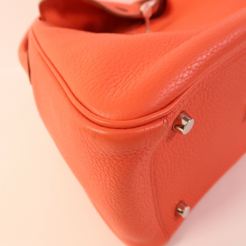 HERMES Clemence皮革Lindy 26銀扣手挽肩背兩用袋Rose Jaipur-11