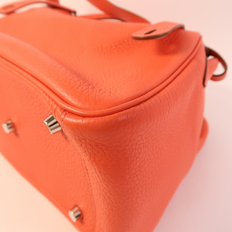 HERMES Clemence皮革Lindy 26銀扣手挽肩背兩用袋Rose Jaipur-12