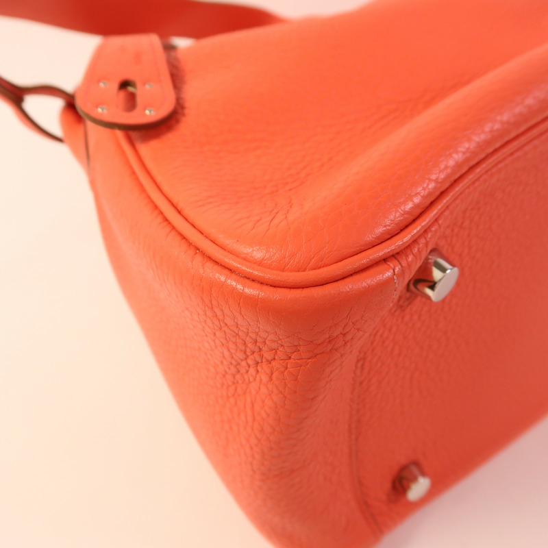 HERMES Clemence皮革Lindy 26銀扣手挽肩背兩用袋Rose Jaipur-13