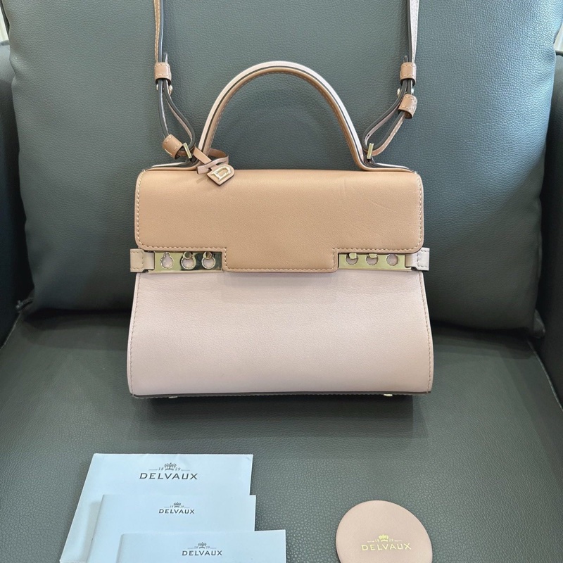 Delvaux 德爾沃 tempete mini 粉色拼色 小號 底長約20~-0