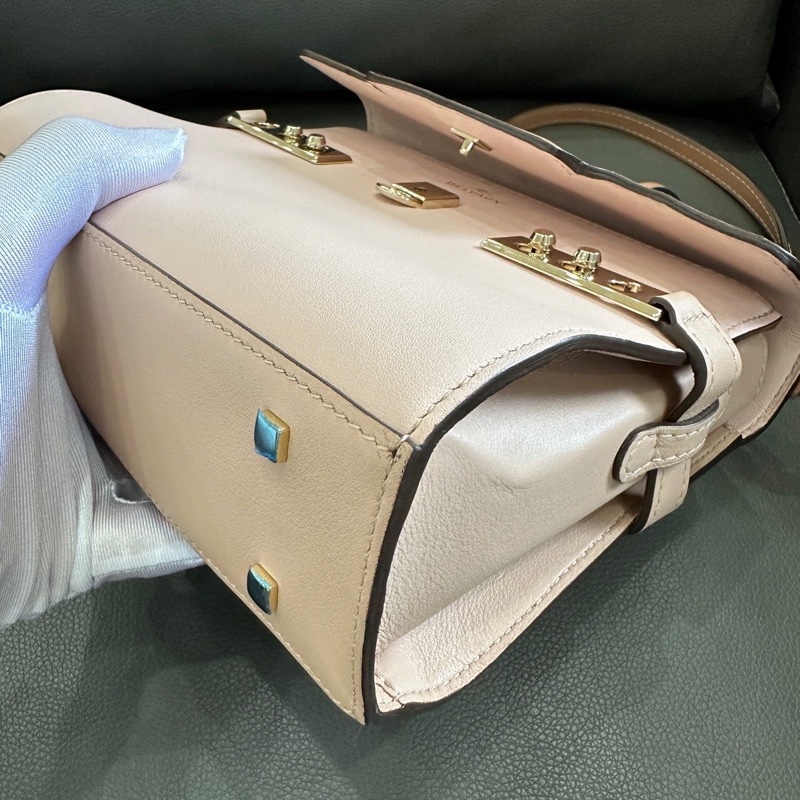 Delvaux 德爾沃 tempete mini 粉色拼色 小號 底長約20~-10