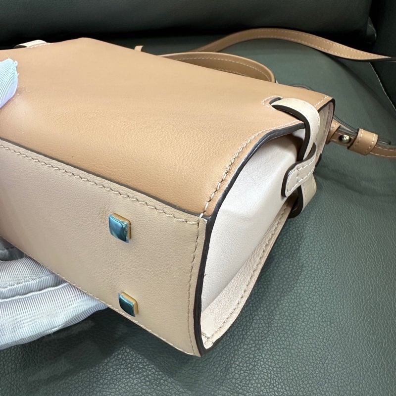 Delvaux 德爾沃 tempete mini 粉色拼色 小號 底長約20~-11