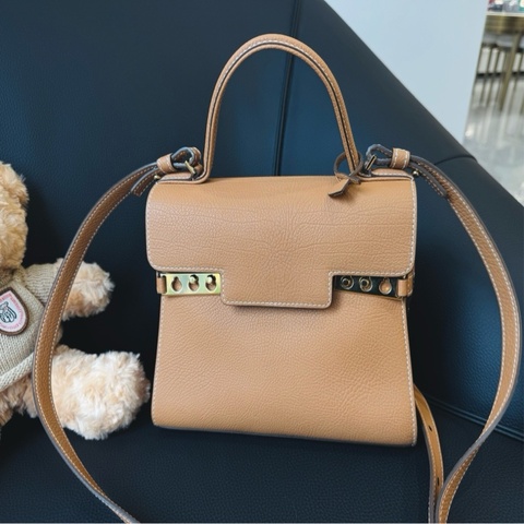 Delvaux德爾沃Tempete焦糖金棕色荔枝紋牛皮小號 尺寸約21*16~