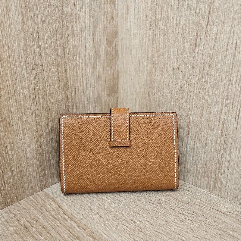 Hermes金棕Epsom皮銀釦零錢卡包-1