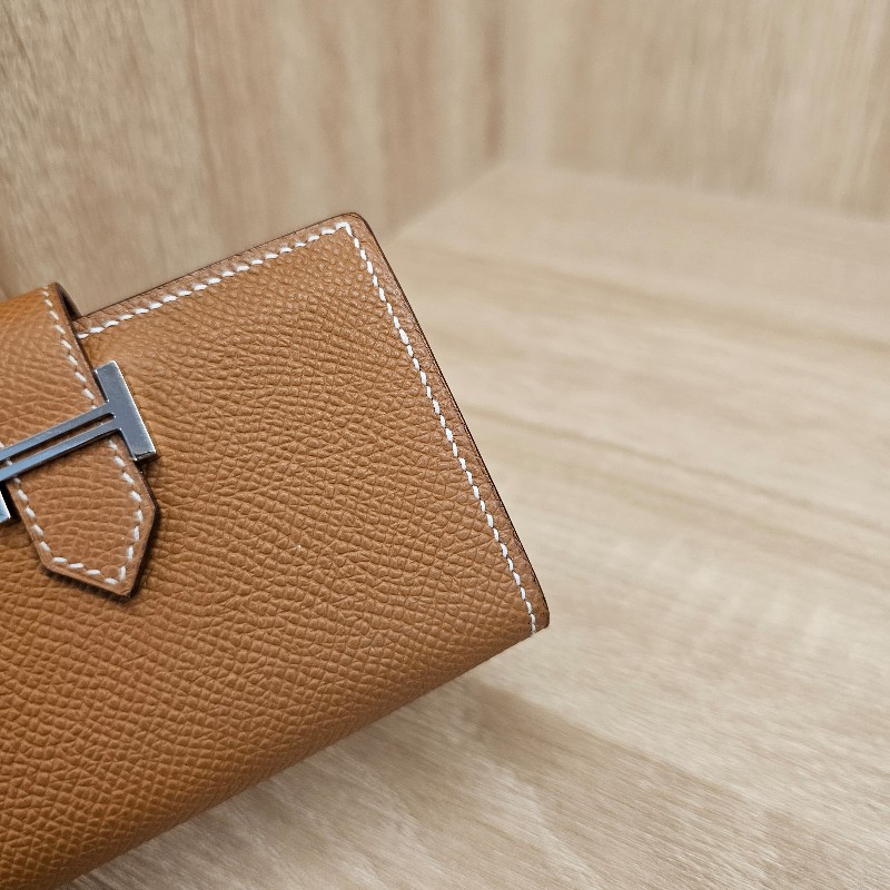 Hermes金棕Epsom皮銀釦零錢卡包-2