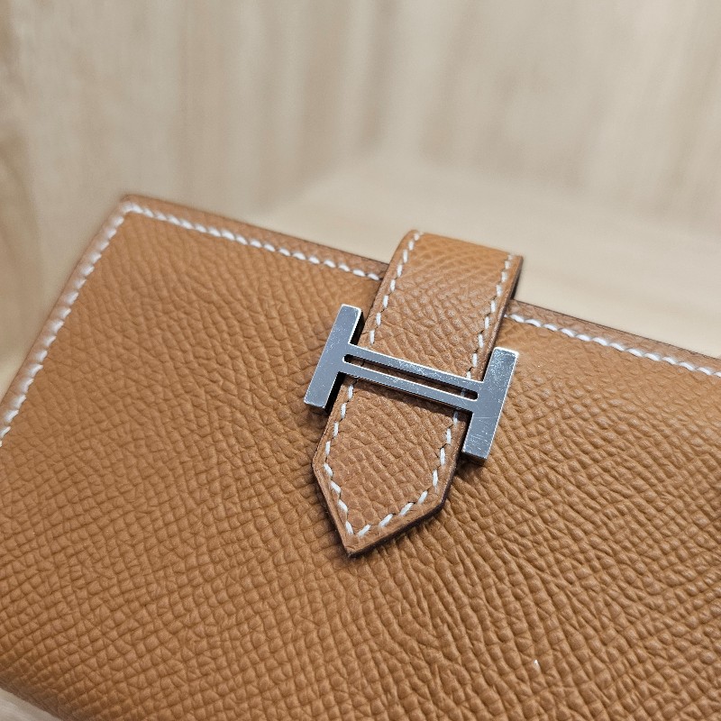 Hermes金棕Epsom皮銀釦零錢卡包-3